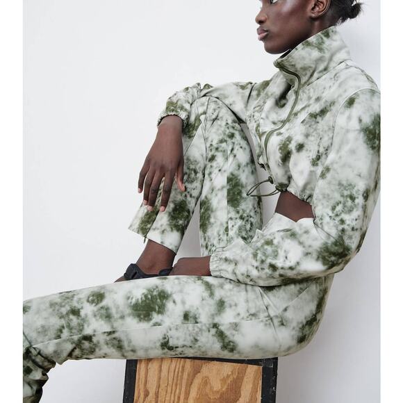 Zara Tie Dye Flared Leggings Pants Side Zip - Picture 2 of 11